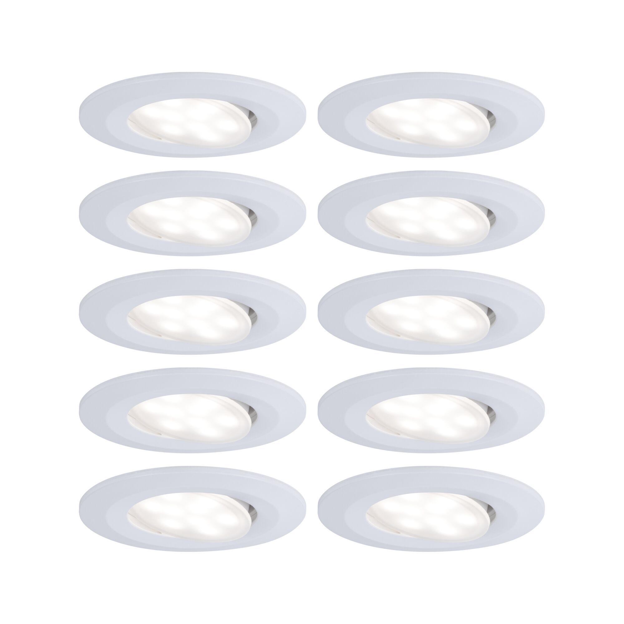 LED Downlight Calla Basic Set Swivelling IP65 round 90mm 30° 10x6W 10x530lm 230V 4000K Matt white Set of six white LED recessed spotlights with adjustable heads for versatile room lighting