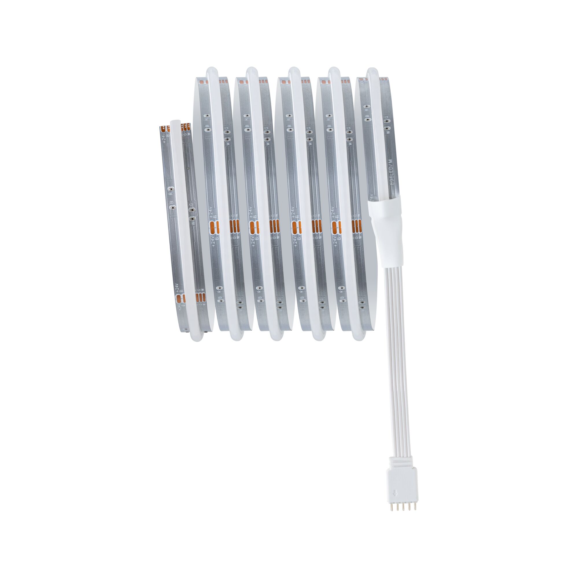 Flexibele LED-lichtstrip met witte siliconenlaag en 4-pins connector voor veelzijdige verlichting