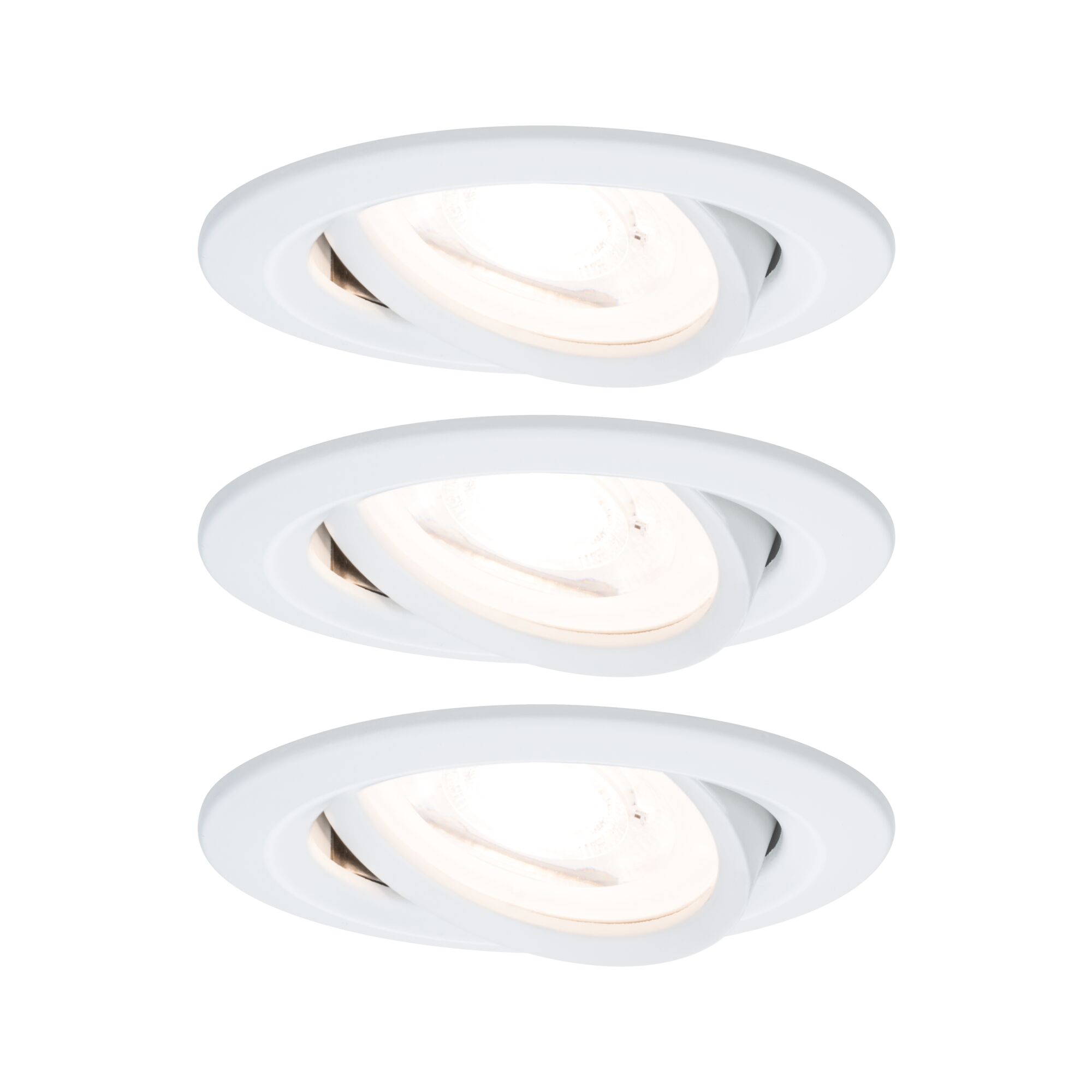 Spot encastré LED Nova schwenkbar Kit de base orientable rond 84mm 50° GU10 3x6,5W 3x460lm 230V 2700K Blanc dépoli Lot de trois spots encastrés blancs en plastique avec tête orientable pour éclairage flexible