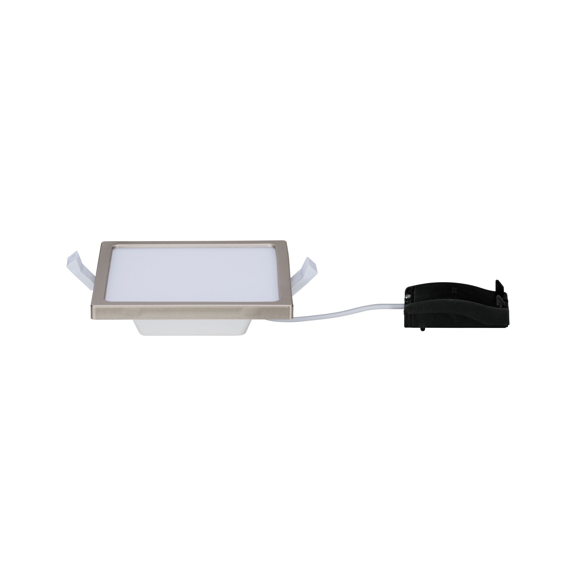 Rechthoekig LED-inbouwpaneel met zilverkleurige rand en witte diffuser, energiezuinige plafondlamp