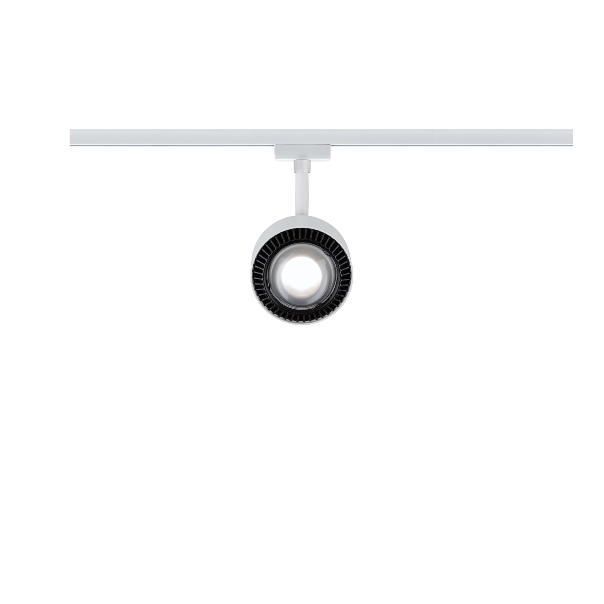 Spot LED blanc en métal avec dissipateur noir, éclairage sur rail moderne pour intérieur