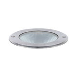 Rundes Einbauleuchten-Element aus gebürstetem Edelstahl mit strukturiertem Glas für LED-Beleuchtung