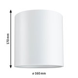 Hvid cylindrisk metalskærm med 170 mm højde og 160 mm diameter til belysning