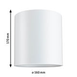 White cylindrical metal lampshade with 170 mm height and 160 mm diameter for lighting