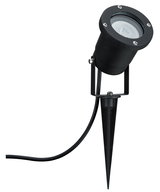 Zwarte metalen LED-tuinschijnwerper met grondpen en kabel voor buitenverlichting