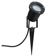 Zwarte metalen LED-tuinschijnwerper met grondpen en kabel voor buitenverlichting