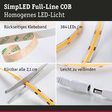 LED-Lichtband mit rückseitigem Klebeband, 384 LEDs/m, kürzbar alle 2,1 cm, einfach zu verbinden
