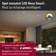 Spot encastré LED Nova Smart blanc avec lumière blanche réglable pour éclairage intelligent