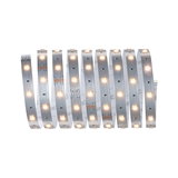 Flexible silver LED strip with warm white lights for modern interior lighting solutions