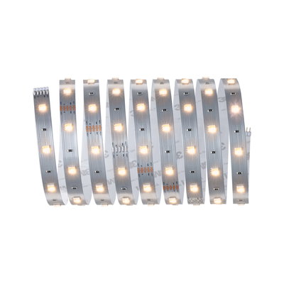 Flexible silver LED strip with warm white lights for modern interior lighting solutions