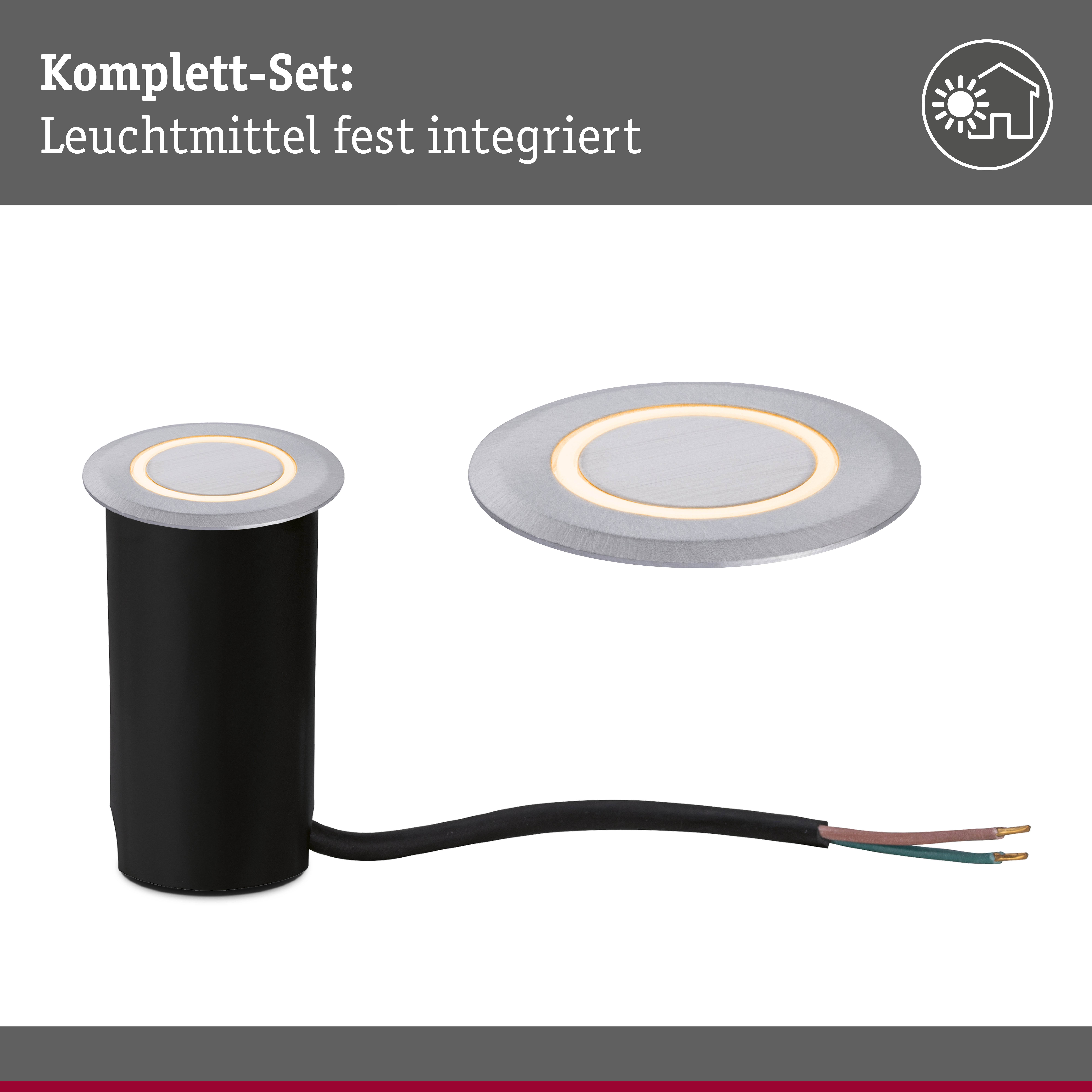LED Bodeneinbauleuchte Floor insektenfreundlich IP67 rund 50mm 2200K 2,2W 15lm 230V Alu Kunststoff/Metall