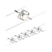 Sechs silberne LED-Seilstrahler mit verstellbaren Leuchten für moderne Raumbeleuchtung