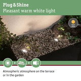 Plug & Shine LED recessed lights with warm white light for atmospheric garden and terrace lighting