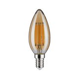 Amber LED filament candle bulb with E14 base, energy-saving light for home use