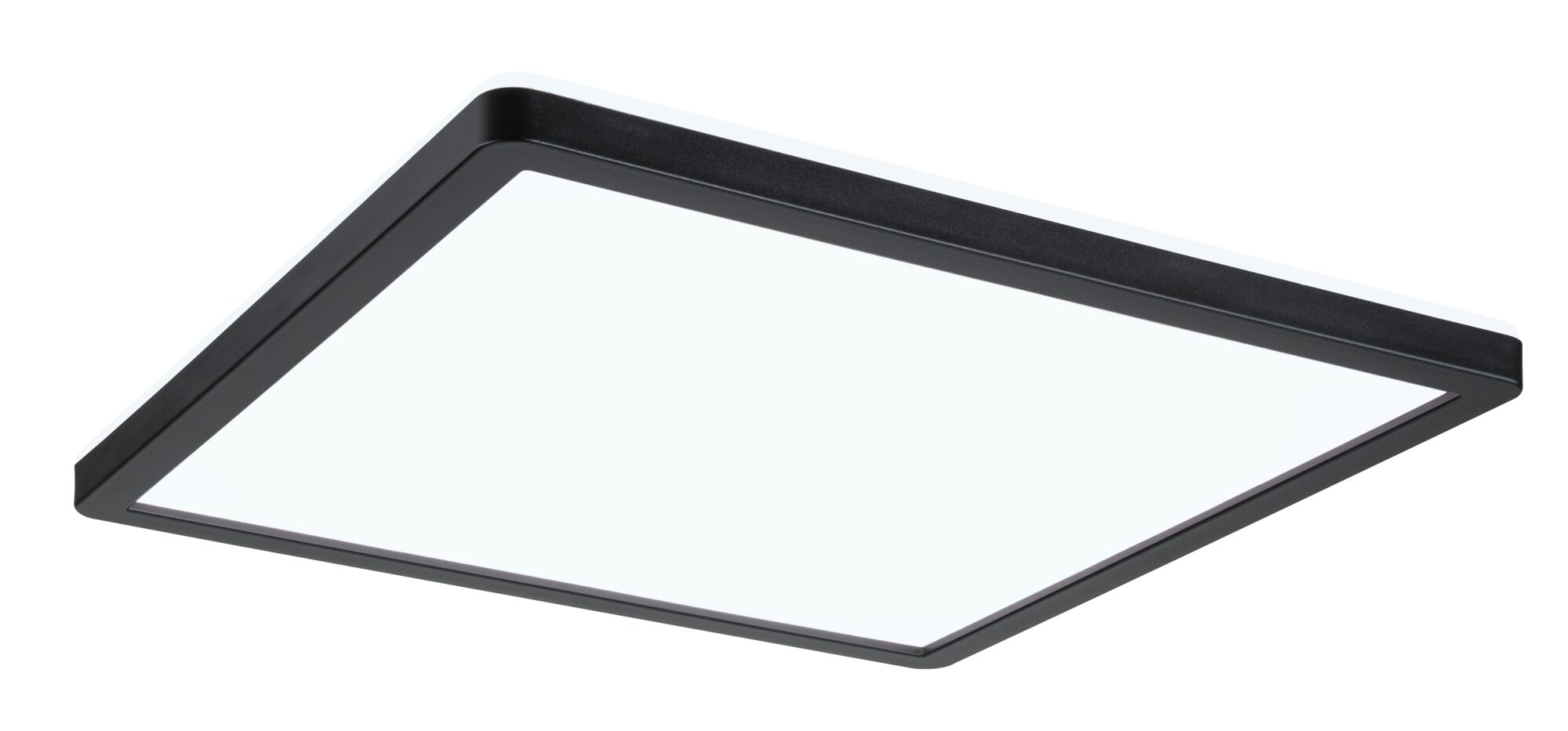 Schwarze quadratische LED-Deckenleuchte mit weißem Diffusor für modernes Raumlicht