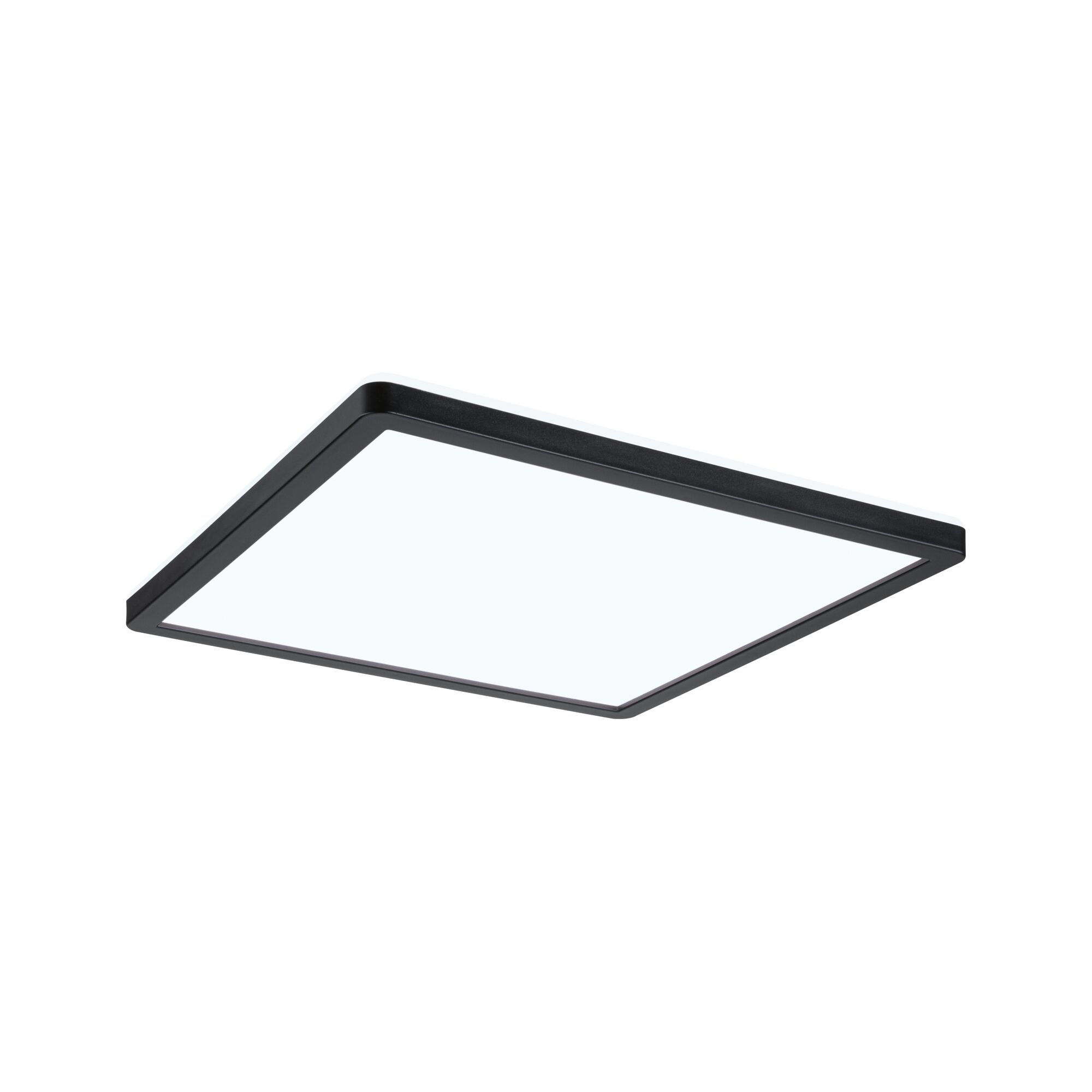 Schwarze quadratische LED-Deckenleuchte mit weißem Diffusor für modernes Raumlicht