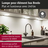Lampe LED Bredo plate en blanc neutre 4000K pour plan de travail de cuisine au design élégant