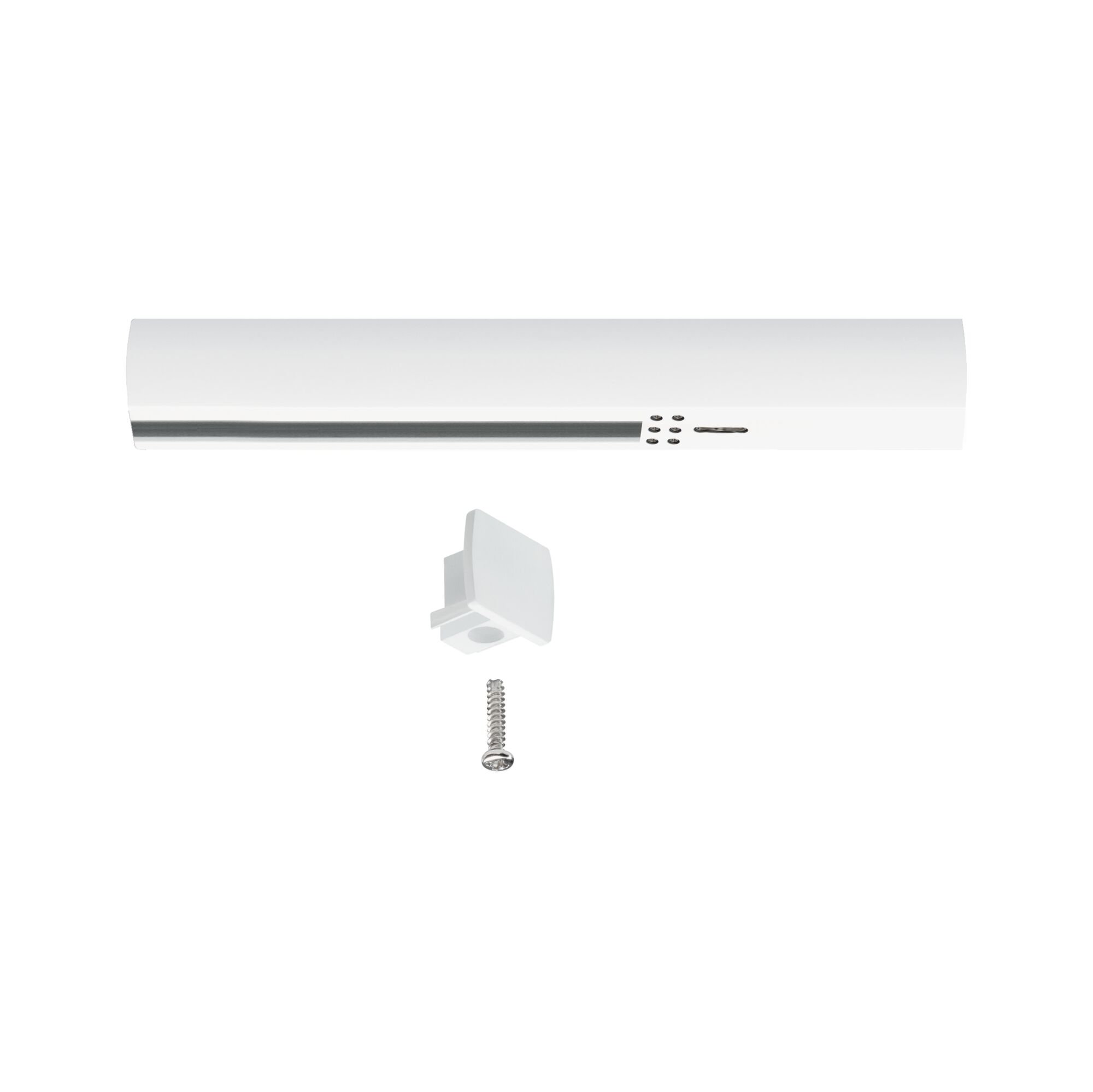 White plastic LED light bar with mounting clip and screw for versatile lighting applications