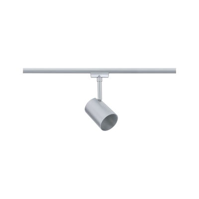 Modern silver metal LED spotlight on track system for flexible lighting solutions