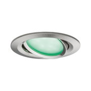 Rundstrahler aus gebürstetem Edelstahl mit grünem Glas für moderne LED-Einbauleuchten