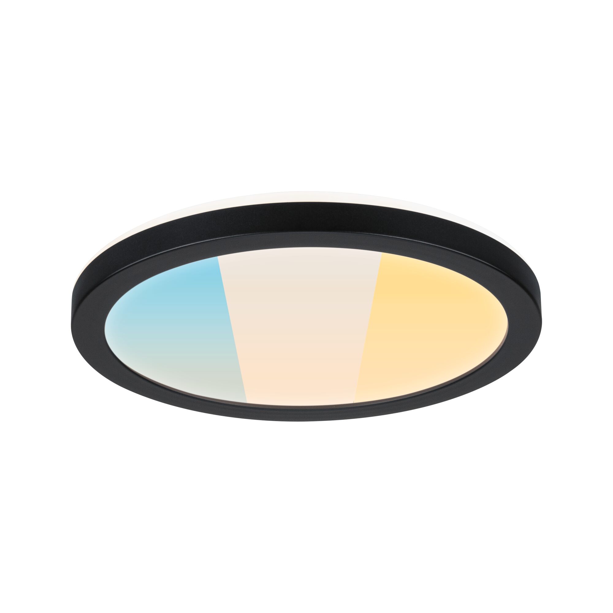 Panel LED Atria Shine White Select IP44 okrągły 190mm 7,6W 1100lm White Select Czarny Round LED ceiling light with black frame and adjustable white to blue color temperature gradient