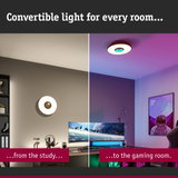Round white and gold wall and ceiling light for study and gaming room lighting