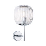 Wandleuchte mit geripptem transparentem Glas und verchromtem Metall, modernes Design für Wohnräume