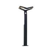 Lanterne extérieure LED noire moderne en métal avec détecteur de mouvement et lumière blanc chaud pour jardin