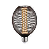 Ampoule LED avec grille métallique noire et lumière blanc chaud pour éclairage décoratif