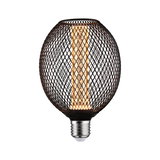 Ampoule LED avec grille métallique noire et lumière blanc chaud pour éclairage décoratif