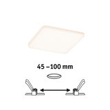 Quadratische weiße LED-Deckenleuchte mit einstellbarem Abstand von 45 bis 100 mm für Wohnräume.