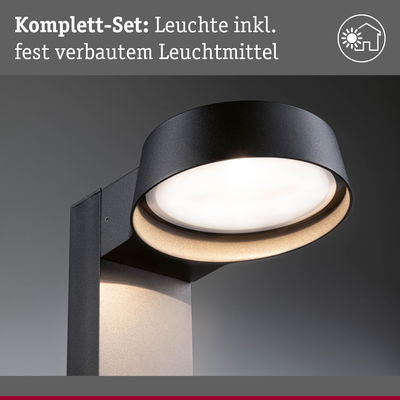 Schwarze Außenwandleuchte aus Metall mit integriertem Leuchtmittel und modernem Design für Gartenbeleuchtung