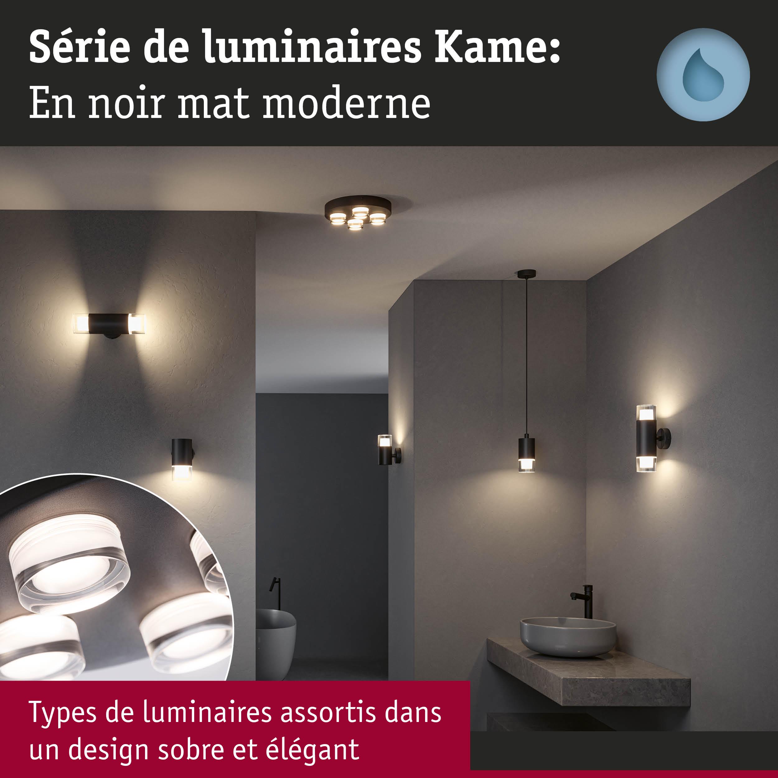 Série de luminaires Kame en noir mat avec appliques et plafonniers assortis pour un éclairage élégant