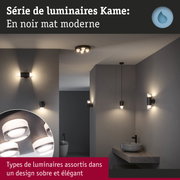 Série de luminaires Kame en noir mat avec appliques et plafonniers modernes pour salle de bain élégante