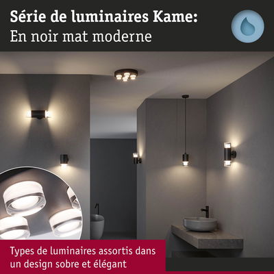 Série de luminaires Kame en noir mat avec appliques et plafonniers assortis pour un éclairage élégant