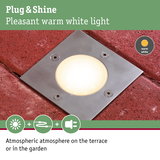 Stainless steel ground recessed light with warm white glow for terrace and garden ambiance