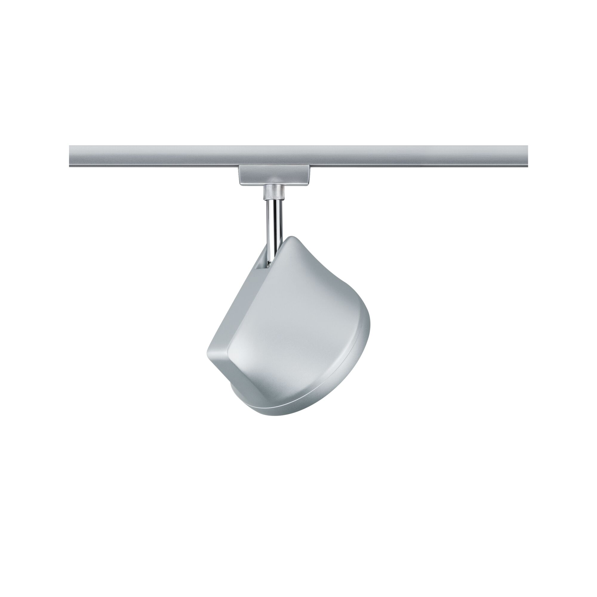 Modern silver metal LED spotlight on track system for flexible lighting solutions