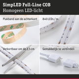 LED-lichtstrip met 840 LEDs/m, plakband aan achterkant, knipbaar om de 2,5 cm, eenvoudig te verbinden