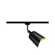 Black metal track spotlight with warm light for modern indoor lighting and flexible illumination