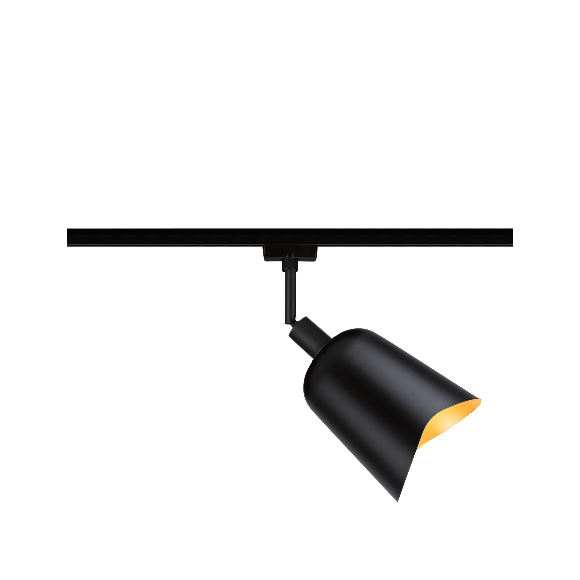 Black metal track spotlight with warm light for modern indoor lighting and flexible illumination