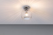 Plafonnier en verre cannelé transparent avec lumière chaude pour un éclairage intérieur élégant