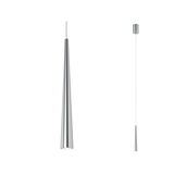 Schlanke Pendelleuchte aus gebürstetem Aluminium in Silber mit modernem Design für Wohnräume