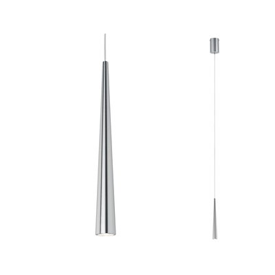 Schlanke Pendelleuchte aus gebürstetem Aluminium in Silber mit modernem Design für Wohnräume