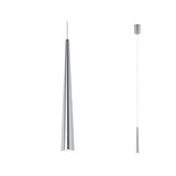 Slanke hanglamp van geborsteld zilverkleurig aluminium met modern design voor sfeerverlichting