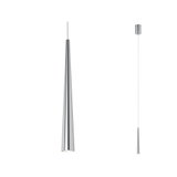 Schlanke Pendelleuchte aus gebürstetem Aluminium in Silber mit modernem Design für Wohnräume