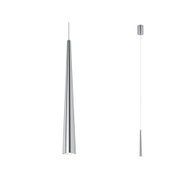 Schmale Pendelleuchte aus gebürstetem Aluminium in Silber mit LED-Lichtquelle für moderne Innenräume