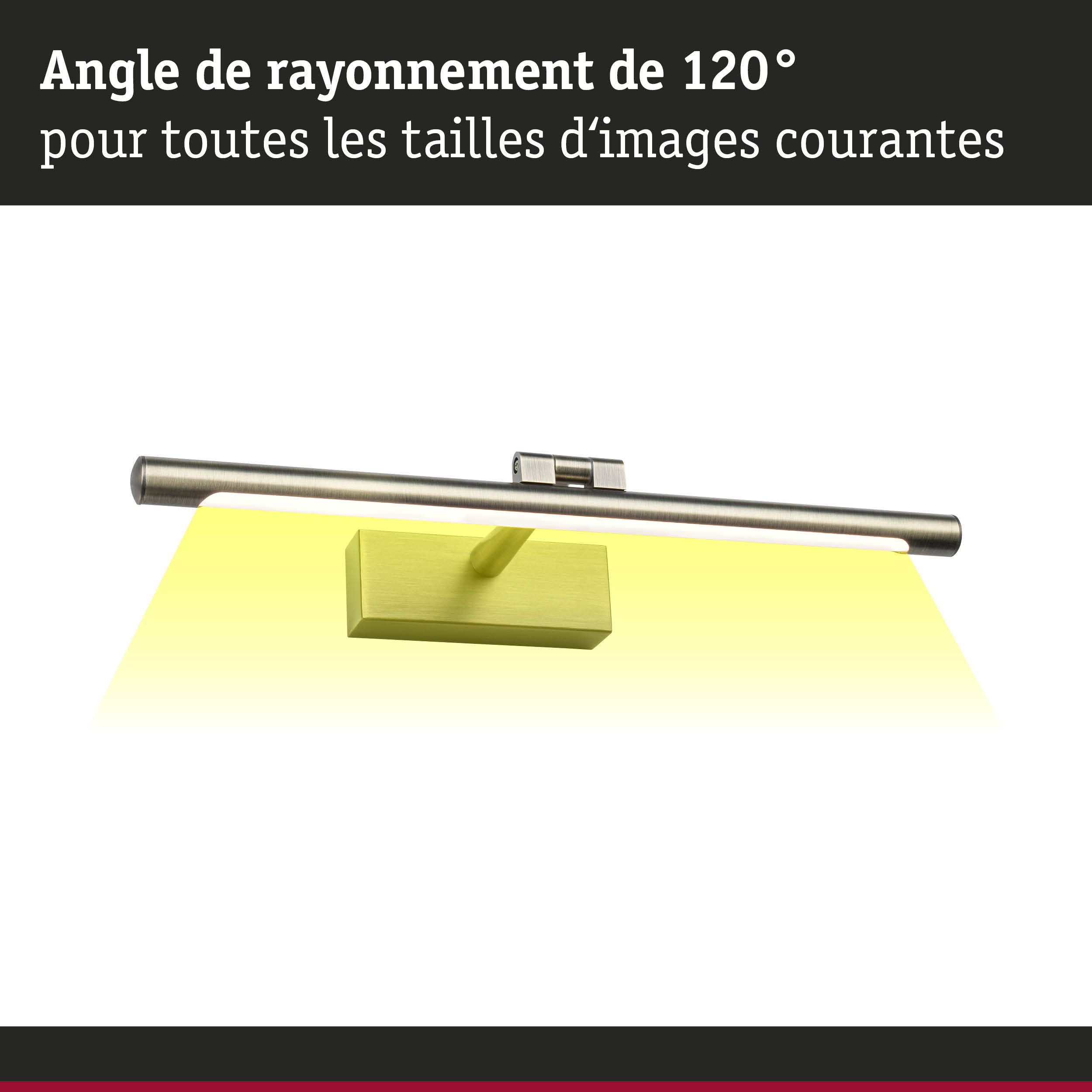 Applique murale en métal brossé avec angle de faisceau de 120° et lumière jaune pour intérieur