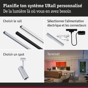 Système de rail URail modulaire en aluminium noir et blanc avec alimentation électrique et connecteurs