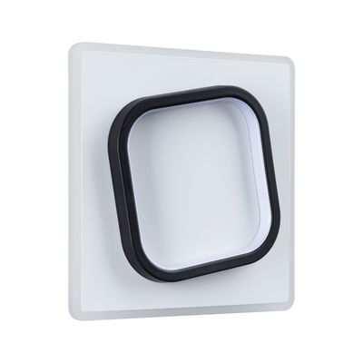 Modernes quadratisches LED-Wandleuchte in Weiß mit schwarzem Rahmen aus Kunststoff für Innenbeleuchtung