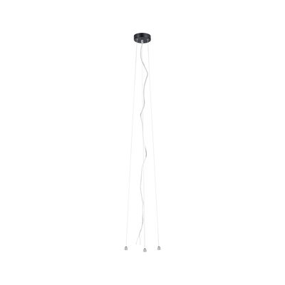 Black ceiling mount with three thin steel cables and transparent wire for modern pendant light